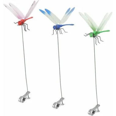 3 Pack Dragonfly Dragonfly Clip,3D Dragonfly Garden Stakes Decor,Dragonfly Humming Bird Stakes,Deer and Horse Fly Deterrent