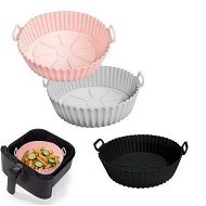 Detailed information about the product 3 Pack, Pink+Grey+Black, Air Fryer Silicone Liners Pot for 3 to 5 QT, Replacement of Flammable Parchment Paper, Reusable Baking Tray Oven Accessories