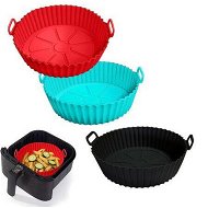 Detailed information about the product 3 Pack, Red+Blue+Black, Air Fryer Silicone Liners Pot for 3 to 5 QT, Replacement of Flammable Parchment Paper, Reusable Baking Tray Oven Accessories