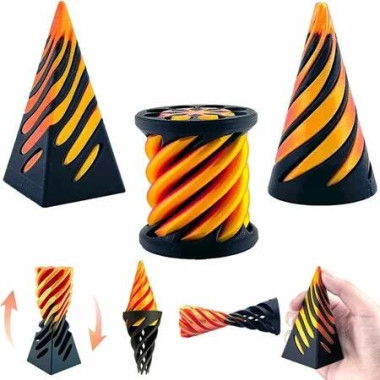 3 Pack Spiral Cone Toy,3D Printed Spiral Cone Fidget Toy,Mini Vortex Thread Illusion Desktop Decor Souvenir Gift for Anxiety Relaxing,Black and Gold