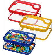 Detailed information about the product 3 Packs Small Clear PVC Toy Storage Bags with Zipper Handle,Waterproof Transparent Container for Small Toys,Building Blocks and Board Games