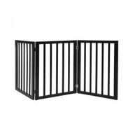 Detailed information about the product 3 Panels Wooden Pet Gate Dog Fence Black 2000x 3MM