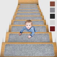 Detailed information about the product 3-PC 76x20cm Non-Slip Stair Treads/PVC Carpet with Reusable Adhesive for Enhanced Safety