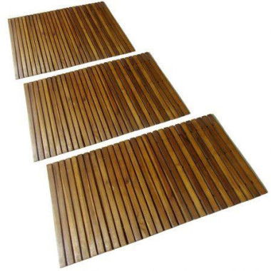 3 Pcs Acacia Bath Mat 80 X 50 Cm