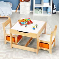 Detailed information about the product 3 PCS Kids Table And Chair Set For Children Activity-big Storage Box Under Chair 2 Sided Tabletop