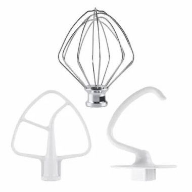 3 Pcs Kit Attachments for KitchenAid Tilt-Head Stand Mixer,Stainless Steel K45WW Wire Whip,K45DH Dough Hook and K45B Coated Flat Blade Paddle with Scraper