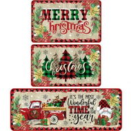 Detailed information about the product 3 Pcs Merry Christmas Kitchen Mat Washable Rug Non Slip Doormat Waterproof Farmhouse Holiday Decor for Home Floor Office Bathroom