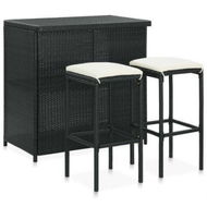 Detailed information about the product 3 Piece Bar Set Poly Rattan Black