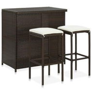 Detailed information about the product 3 Piece Bar Set Poly Rattan Brown