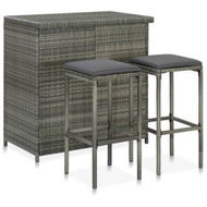 Detailed information about the product 3 Piece Bar Set Poly Rattan Grey