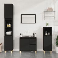 Detailed information about the product 3 Piece Bathroom Cabinet Set Black Engineered Wood