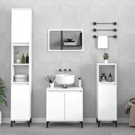 Detailed information about the product 3 Piece Bathroom Furniture Set White Engineered Wood