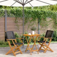Detailed information about the product 3 Piece Bistro Set Black Poly Rattan and Solid Wood