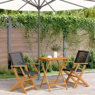 Detailed information about the product 3 Piece Bistro Set Black Poly Rattan and Solid Wood