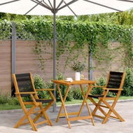 Detailed information about the product 3 Piece Bistro Set Black Polypropylene and Solid Wood