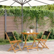 Detailed information about the product 3 Piece Bistro Set Black Polypropylene and Solid Wood
