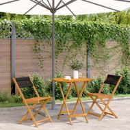 Detailed information about the product 3 Piece Bistro Set Black Polypropylene and Solid Wood