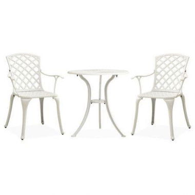 3 Piece Bistro Set Cast Aluminium White