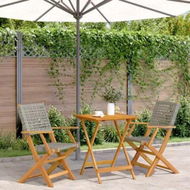 Detailed information about the product 3 Piece Bistro Set Grey Poly Rattan and Solid Wood