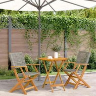 Detailed information about the product 3 Piece Bistro Set Grey Poly Rattan and Solid Wood