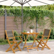 Detailed information about the product 3 Piece Bistro Set Grey Polypropylene and Solid Wood