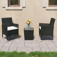 Detailed information about the product 3 Piece Bistro Set Poly Rattan and Tempered Glass Black