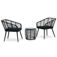 Detailed information about the product 3 Piece Bistro Set Poly Rattan Black