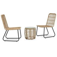 Detailed information about the product 3 Piece Bistro Set Poly Rattan Oak