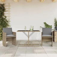 Detailed information about the product 3 Piece Bistro Set with Cushions Mix Beige Poly Rattan