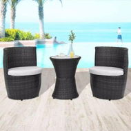 Detailed information about the product 3 Piece Bistro Set With Cushions Poly Rattan Black