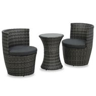 Detailed information about the product 3 Piece Bistro Set With Cushions Poly Rattan Grey