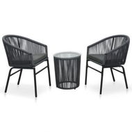 Detailed information about the product 3 Piece Bistro Set With Cushions PVC Rattan Anthracite