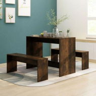 Detailed information about the product 3 Piece Dining Set Smoked Oak Engineered Wood