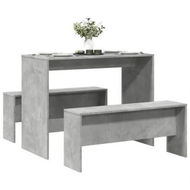Detailed information about the product 3 Piece Dining Table and Bench Set Concrete Grey Engineered Wood
