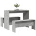 3 Piece Dining Table and Bench Set Concrete Grey Engineered Wood. Available at Crazy Sales for $179.95