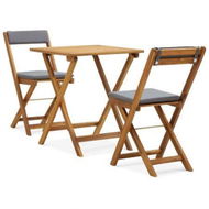 Detailed information about the product 3 Piece Folding Bistro Set With Cushions Solid Acacia Wood