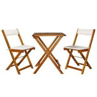 Detailed information about the product 3 Piece Folding Bistro Set With Cushions Solid Acacia Wood