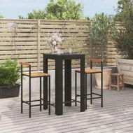 Detailed information about the product 3 Piece Garden Bar Set Black Poly Rattan&Solid Wood Acacia