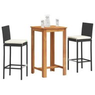 Detailed information about the product 3 Piece Garden Bar Set Black Solid Wood Acacia and Poly Rattan