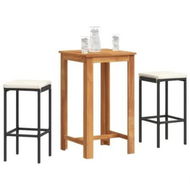 Detailed information about the product 3 Piece Garden Bar Set Black Solid Wood Acacia and Poly Rattan