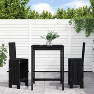 Detailed information about the product 3 Piece Garden Bar Set Black Solid Wood Pine