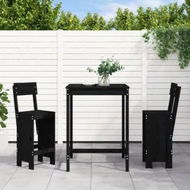 Detailed information about the product 3 Piece Garden Bar Set Black Solid Wood Pine