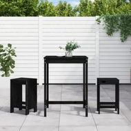 Detailed information about the product 3 Piece Garden Bar Set Black Solid Wood Pine