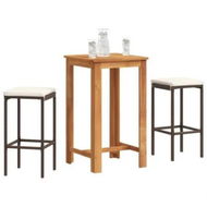 Detailed information about the product 3 Piece Garden Bar Set Brown Solid Wood Acacia and Poly Rattan