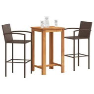 Detailed information about the product 3 Piece Garden Bar Set Brown Solid Wood Acacia and Poly Rattan