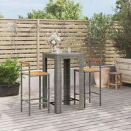 Detailed information about the product 3 Piece Garden Bar Set Grey Poly Rattan&Solid Wood Acacia