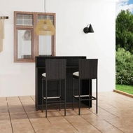 Detailed information about the product 3 Piece Garden Bar Set with Cushions Black