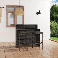 Detailed information about the product 3 Piece Garden Bar Set with Cushions Grey