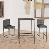 Detailed information about the product 3 Piece Garden Bar Set with Cushions Poly Rattan Grey