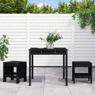 Detailed information about the product 3 Piece Garden Bistro Set Black Solid Wood Pine